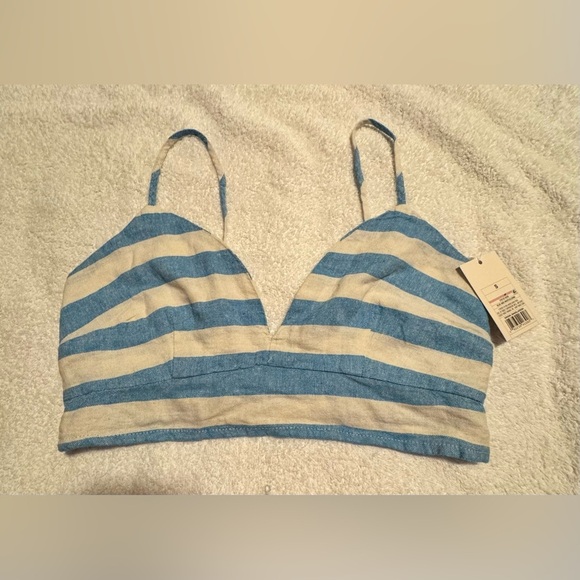 A New Day Women's Small Beach
Bungalow Linen Blend Blue & White Bra Tank Top - Picture 3 of 5